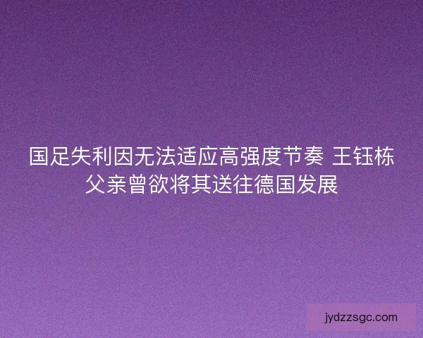国足失利因无法适应高强度节奏 王钰栋父亲曾欲将其送往德国发展