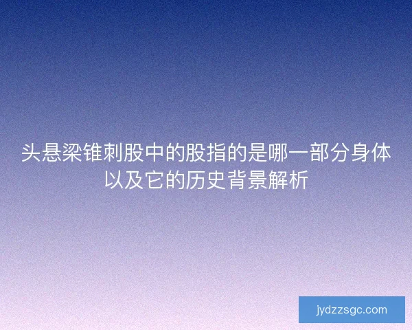 头悬梁锥刺股中的股指的是哪一部分身体以及它的历史背景解析 头悬梁锥刺股中的股指的是哪一部分身体以及它的历史背景解析
