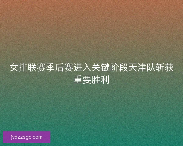女排联赛季后赛进入关键阶段天津队斩获重要胜利