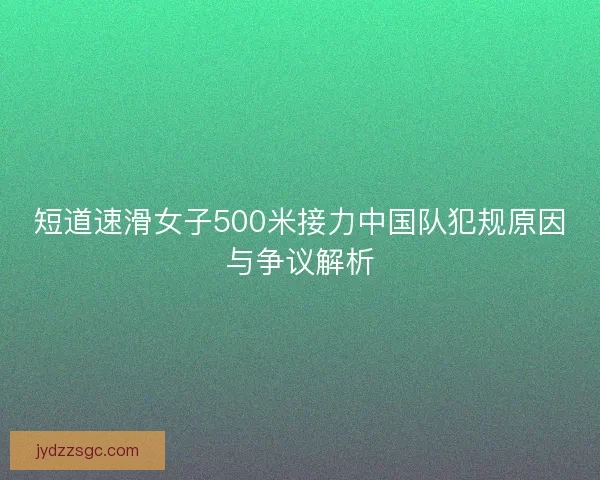 短道速滑女子500米接力中国队犯规原因与争议解析 短道速滑女子500米接力中国队犯规原因与争议解析